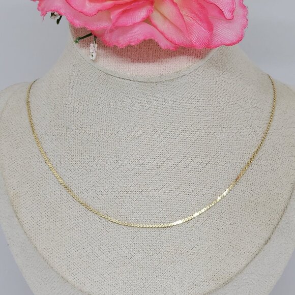 Shiny 14K Yellow Gold Flat Chain 20" 2.9 Grams - Picture 2 of 12